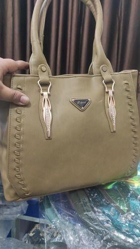 Pu Stylish Durable Long Lasting Light Brown Short Handle Shoulder Ladies Fashion Bag With Zip