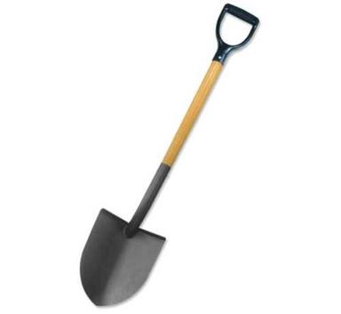 Plastic Coated Light Weight Gardening Digging Round Point Shovel With Wooden Finish Handle
