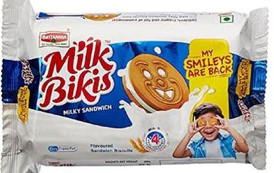 Britannia Milk Bikis Cream Biscuits 200Gm Crispy And Crunchy Sweet Delicious Flavour Fat Content (%): 5 Percentage ( % )