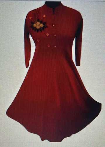 Ladies One Piece Red Party Wear Western Dress