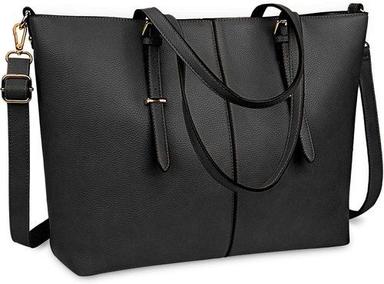 Synthetic Black Colour Plain Fashionable Fancy Hand Bag With Long Sling Strap And Dimensions 13X10 Cm