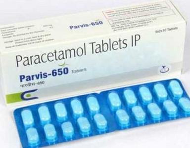 White Parvis-650 Paracetamol Tablets Ip For Painkiller To Treat Aches, Pains And Fever 