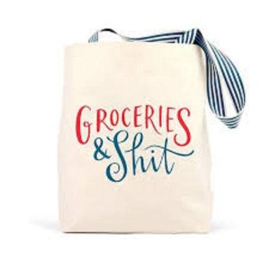 Moisture Proof 100% Eco-Friendly Loop Handled Off White Printed Jute Grocery Carry Bag