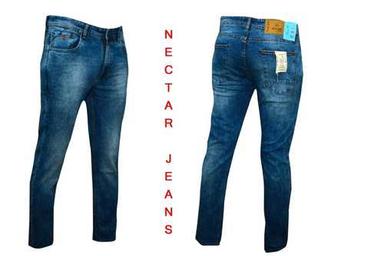 Breathable Mens Skinny Fit Blue Denim Jeans With 42 Inches Length
