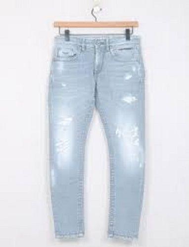 Sky Blue Tear Resistance Comfartable To Wear Regular Fit Denim Dyed White Gray Mens Jeans
