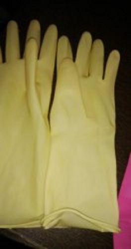 Yellow Anti Static Palm And Figure Disposable Natural Rubber Safe Hand Gloves