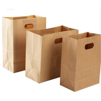 Disposable Light Weight, Long Lasting And Perfect For Everyday Use Plain Brown D Cut Paper Bags