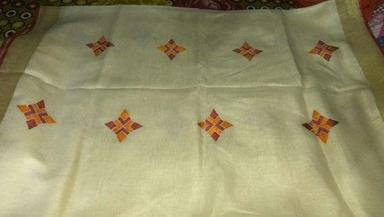 Cotton Silk 6 Meter Golden Border White Linen Embroidery Sarees