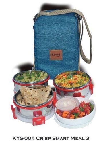 Vary 3 Stainless Steel Stackable Container Meal Carrier (Tiffin) With Zipper Carry Bag
