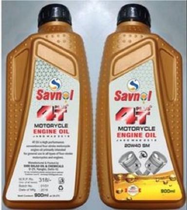 Stupendously Efficient Savnol 4T Motorcycle Engine Oil, Net Quantity 900Ml Plastic Bottle Application: Automobile