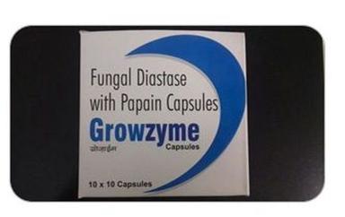 Growzyme Fungal Diastase With Papain Capsules, 10X10 Blister Pack General Medicines