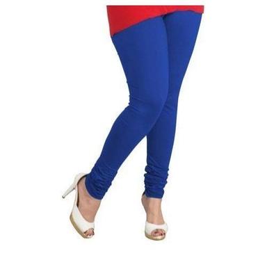 Blue Plain Churidar Cotton Leggings For Ladies, Perfect For Everyday Wear