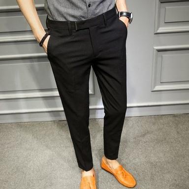 Black Mens Cotton Slim Fit Trouser For Casual And Formal Wear
