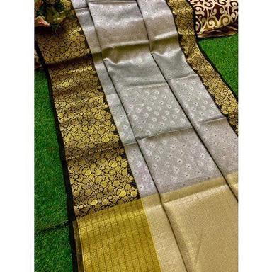 Grey Party Wear Grey, White And Maroon Printed Bridal Silk Sarees With Blouse Piece