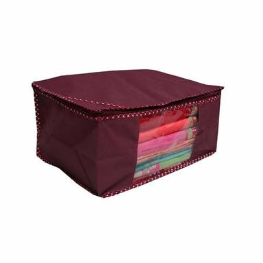 Maroon Suare Shape Zipper Closure Saree Packaging Bags