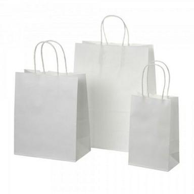 Recyclable Disposable Eco-Friendly White Bleached Kraft Paper Shopping Bag With Rope Handle