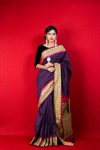 Cotton Silk Ladies Border Printed And Embroidery Party Wear Saree With Blouse Piece