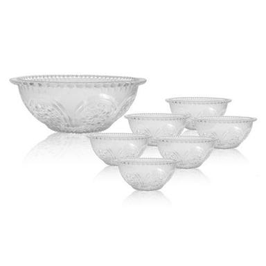 Used In Serving Food Beautiful, Attractive And Easy To Clean Glass Transparent Round Punch Bowl Set 