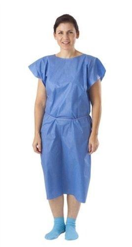 Blue Plain Disposable Patient Gown For Hospital Uses Gender: Female