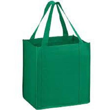With Handle Light Weight And Eco Friendly Plain Green Non Woven Carry Bags For Shoppings