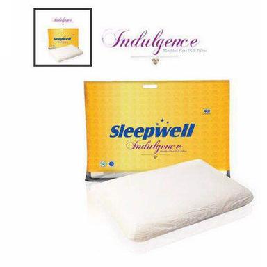 Cotton White Plain Rectangular Sleepwell Indulgence Moulded Flexi Puf Pillow, 17X27 Inch Size
