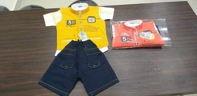 Yellow And Black Casual Wear Cotton Summer Dress For Baby Boy Size: Various Sizes Are Available