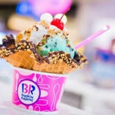 3 Scoops Of Sweet Ice Cream Br Baskin Robbins White Vanilla Chocolate And Strawberry Flavor Age Group: Old-Aged