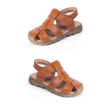 Brown Simple Stylish And Comfortable Anti Slippery Children Kids Leather Sandals