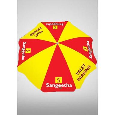 Red Printed Promotional Umbrella In Mild Steel Handle Material, Uv Protection