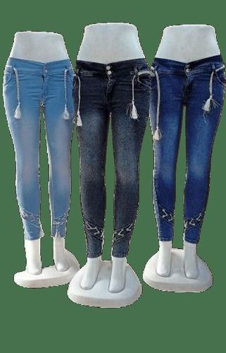 Washable Slim High Rise Black Blue Hard Women Denim Jeans 