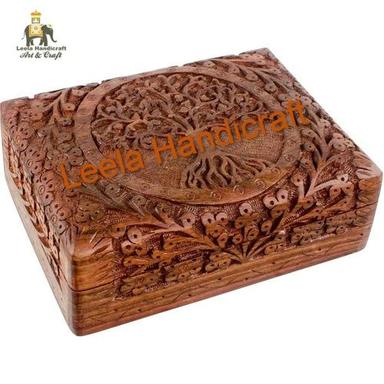 Well Finished Indian Wooden Tree Carved Jewelry Box