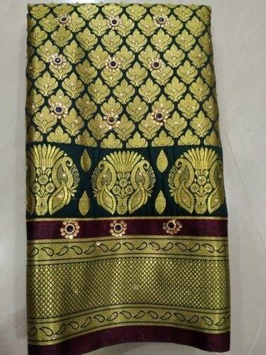 Wonderful Zari Worked Green Golden Mixed Traditional Looks Silk Saree