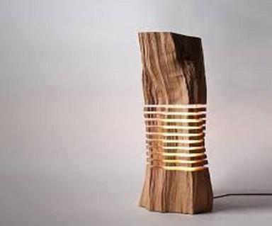 Brown Easy To Clean Elegant Look Modern Sliced Wood Light Sculpture