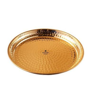 Golden Gold Colour Plated Brass Plate For Decoration Worship For Domestic Purpose