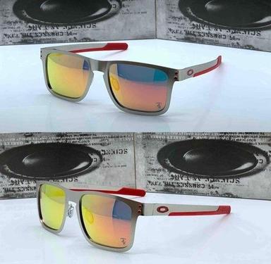 White And Red Stylish Branded Sunglasses For Men With Uv Protection Coating