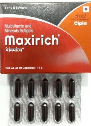Cipla Maxirich Multivitamin And Minerals Softgel Capsules Weight 11Gr General Medicines