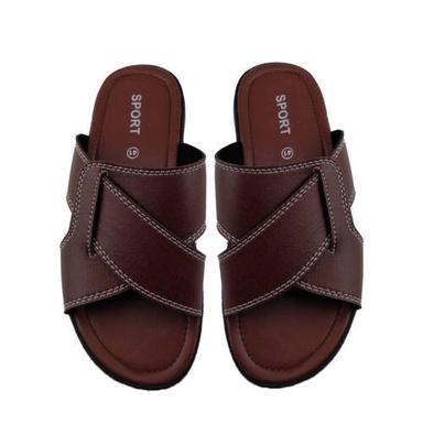 Pu Solid And Strong Comfortable Mens Brown Leather Sandals For Home, Office Wear