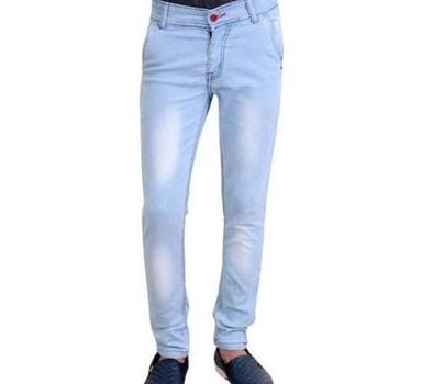 Men Regular Fit Breathable And Comfortable Plain Light Blue Denim Jeans  Age Group: 10-12 Years