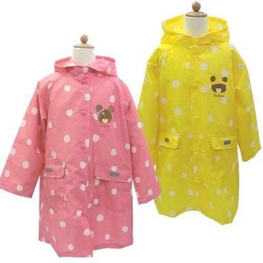 Pink And Yellow Printed Reusable Non Toxic Waterproof Safe Kids Raincoats Age Group: 5-12