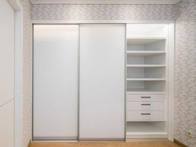 Machine Made Home Furniture White Plywood Sliding Door Wardrobe 