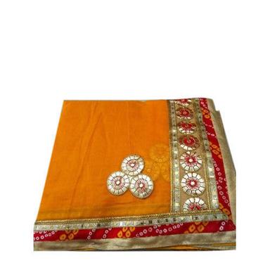 Orange Party Wear Skin Friendly Comfortable With Blouse Piece Cotton Saree For Ladies