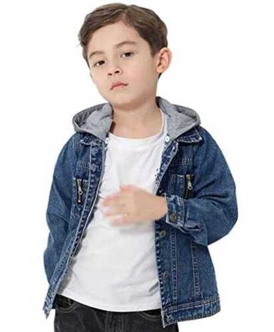 Kids Lightweight Comfortable And Breathable Fashionable Blue Denim Jacket  Age Group: 5-10