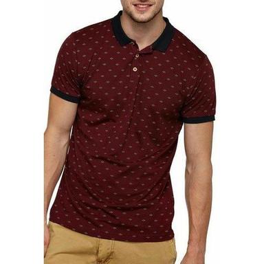 Brown Casual Breathable Skin Friendly Wrinkle Free Half Sleeve Printed Cotton T Shirt