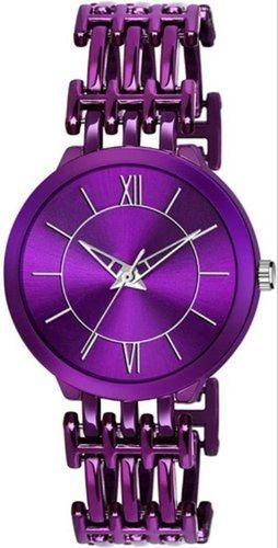 Purple Round Stylish Party Wear Designer Watch