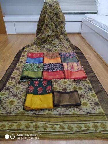 Multi Color Option Ethnic Wear Printed Cotton Silk Saree, 6.3 M ,With Blouse Piece