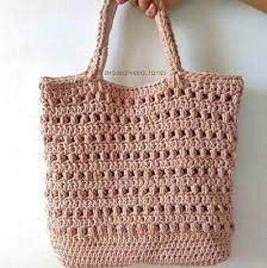 Recyclable Designer Beach Summer Shoulder Peach Color Crochet Tote Bag For Daily Use