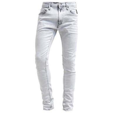 Breathable White Color Casual Wear Comfortable Fabric Skin Fit Plain Men'S Jeans 