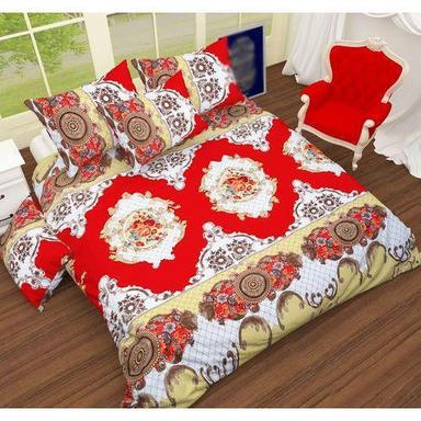 Colorful Red And White Printed Cotton Comfortable Durable Polyester Fiber Bed Sheet 