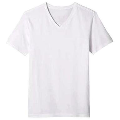 Mens V Neck T-Shirt White Colour Cotton Half Sleeve  Gender: Male