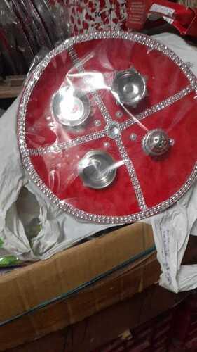 Silver Daily Rituals With Elegant Design Good Round Stainless Steel Pooja Thali